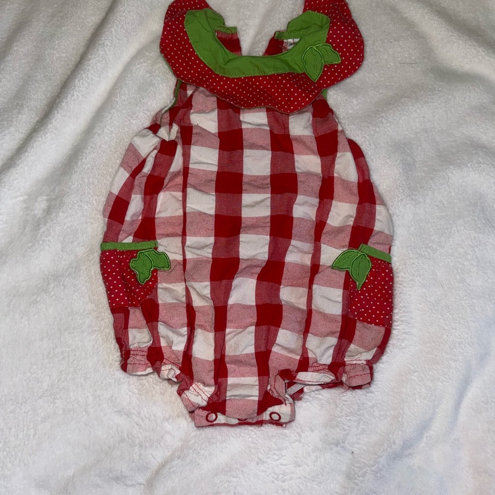 Okie Dokie Red and White Checkered Romper
